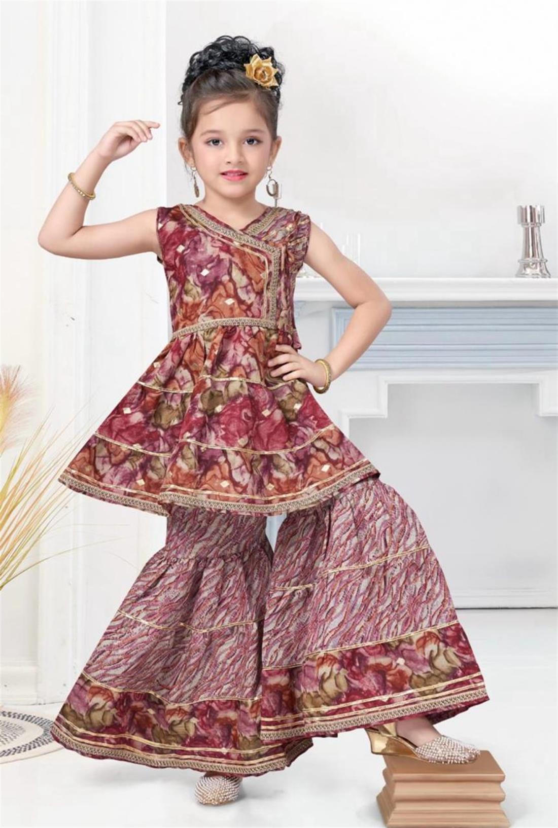 Multicolour 2 Piece Kids Suit Without Duppatta