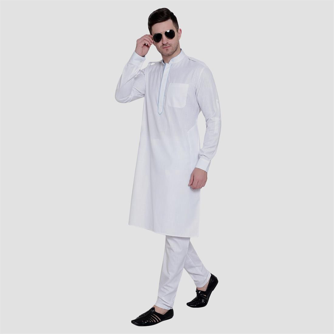 White Mens Salwar Kameez