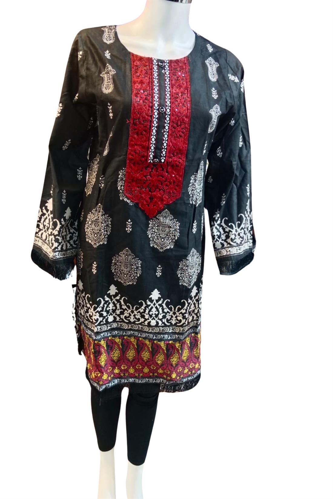 Black Digital Printed Kurta