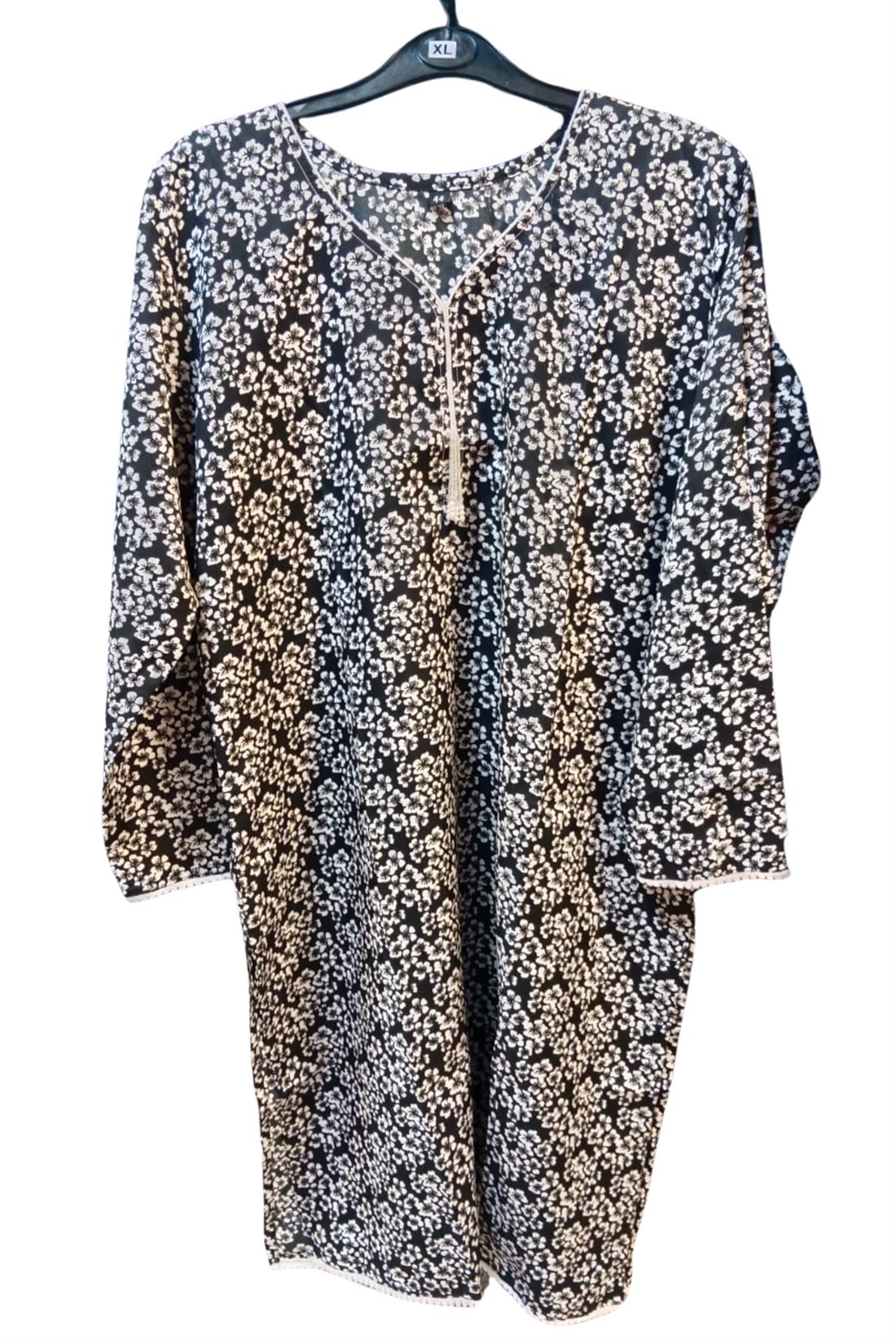 Black & White Printed Kurta