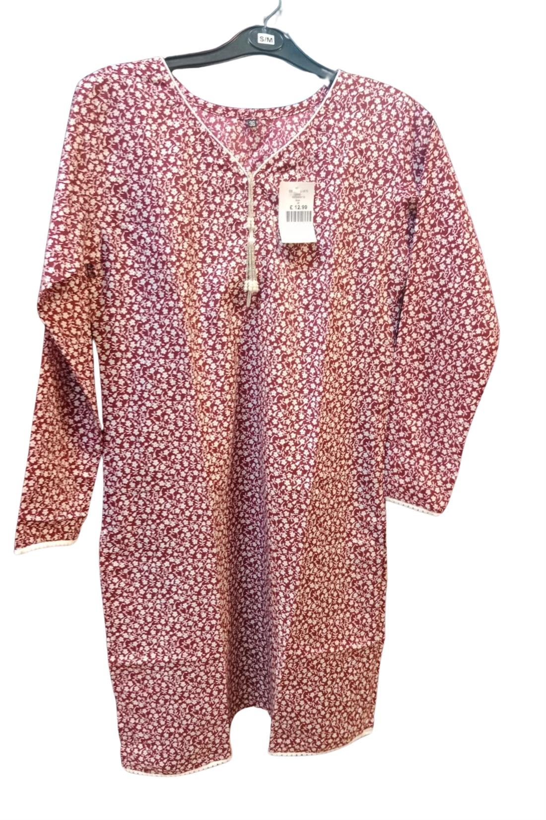 RED & White Printed Kurta