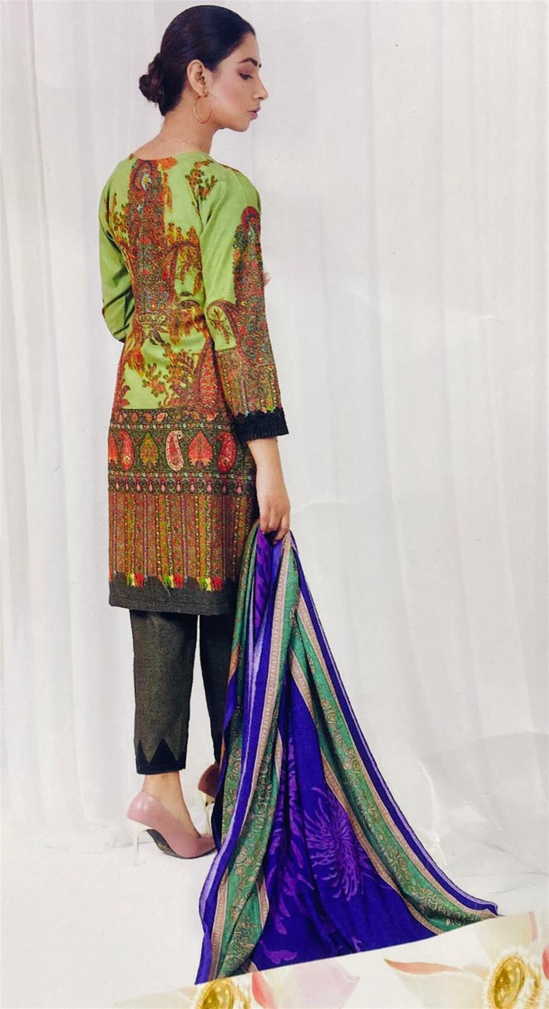 Light Green Embroidered Ladies 3 Piece Suit
