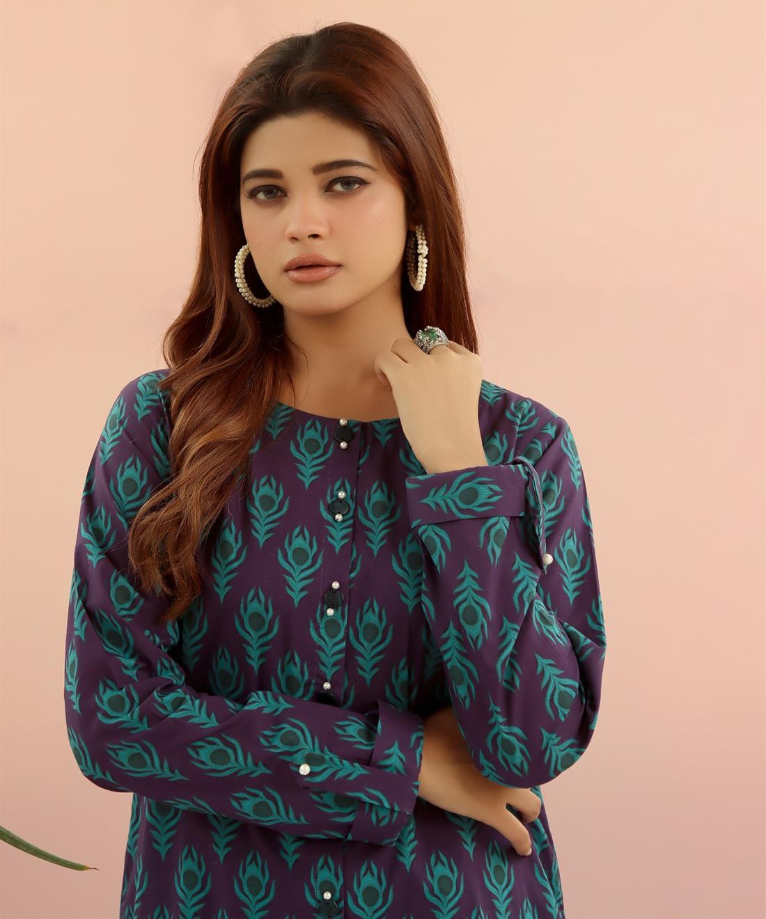 Purple Printed Lawn Ladies 2 Piece Suit