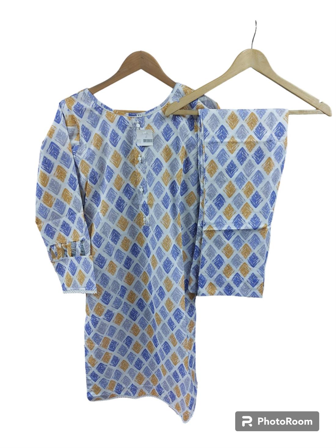 White Digital Print Linen Ladies 2 Piece Suit