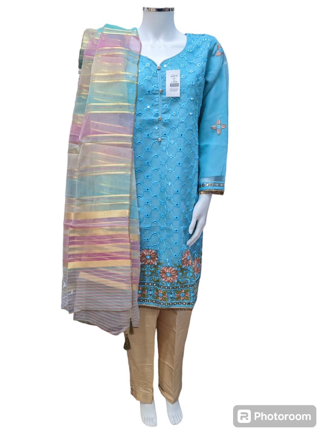 Aqua Blue Ladies 3 Piece Suit