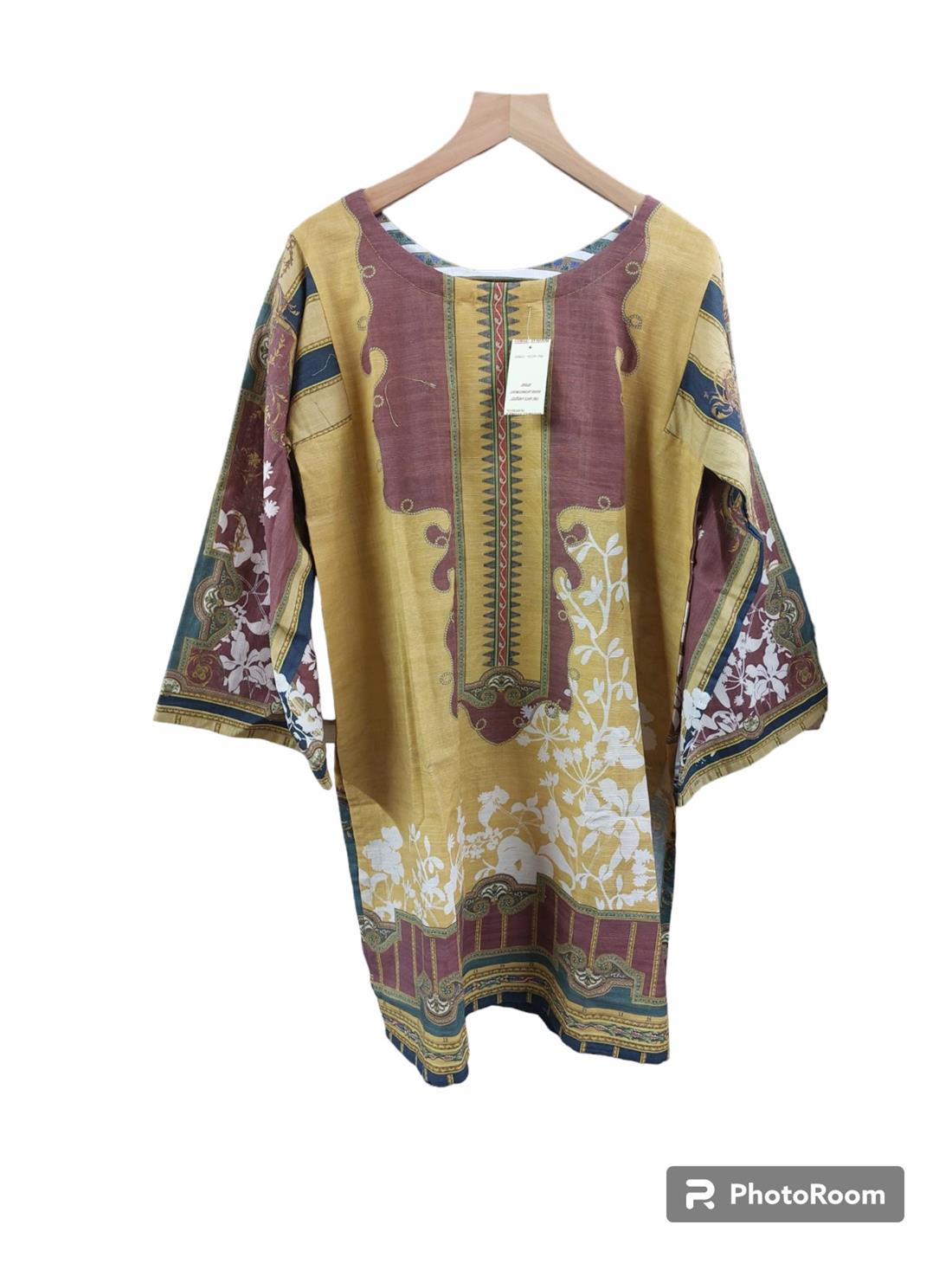 Orange & Maroon Digital Print Khaddar Ladies Kaddar Kurta