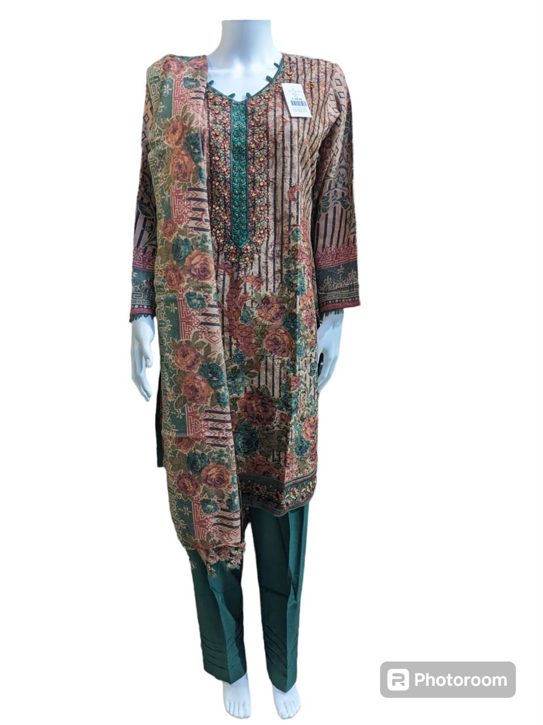 Green & Brown Ladies 3 Piece Suit