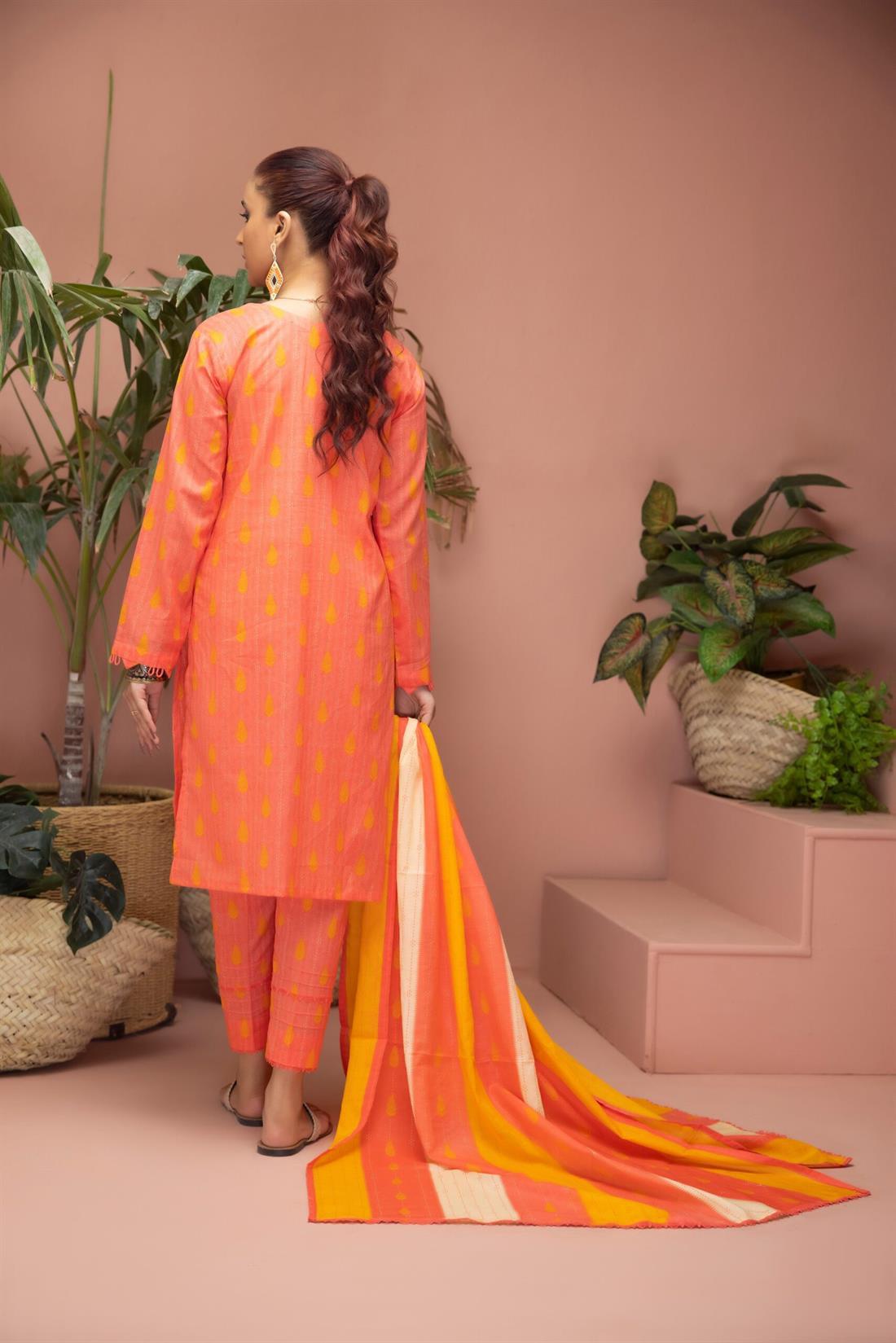 Peach Pink Digital Print Lawn Ladies 3 Piece Suit