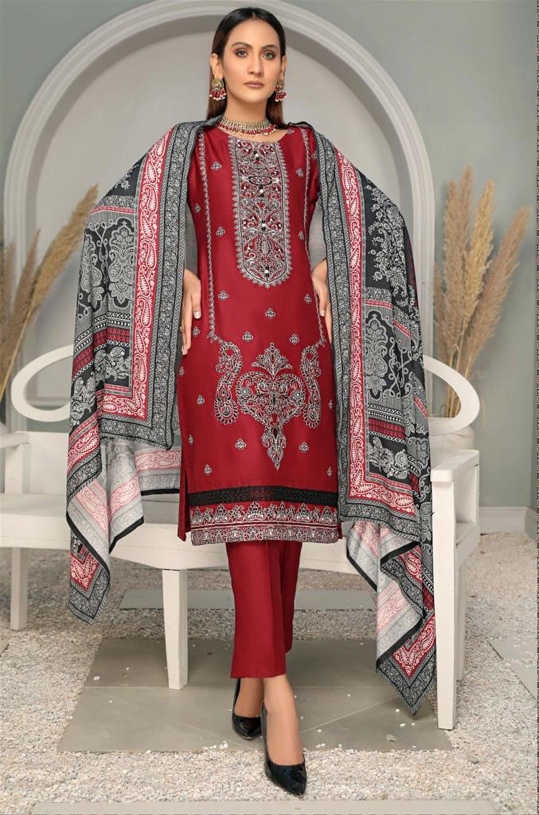 Maroon Ladies 3 Piece Suit