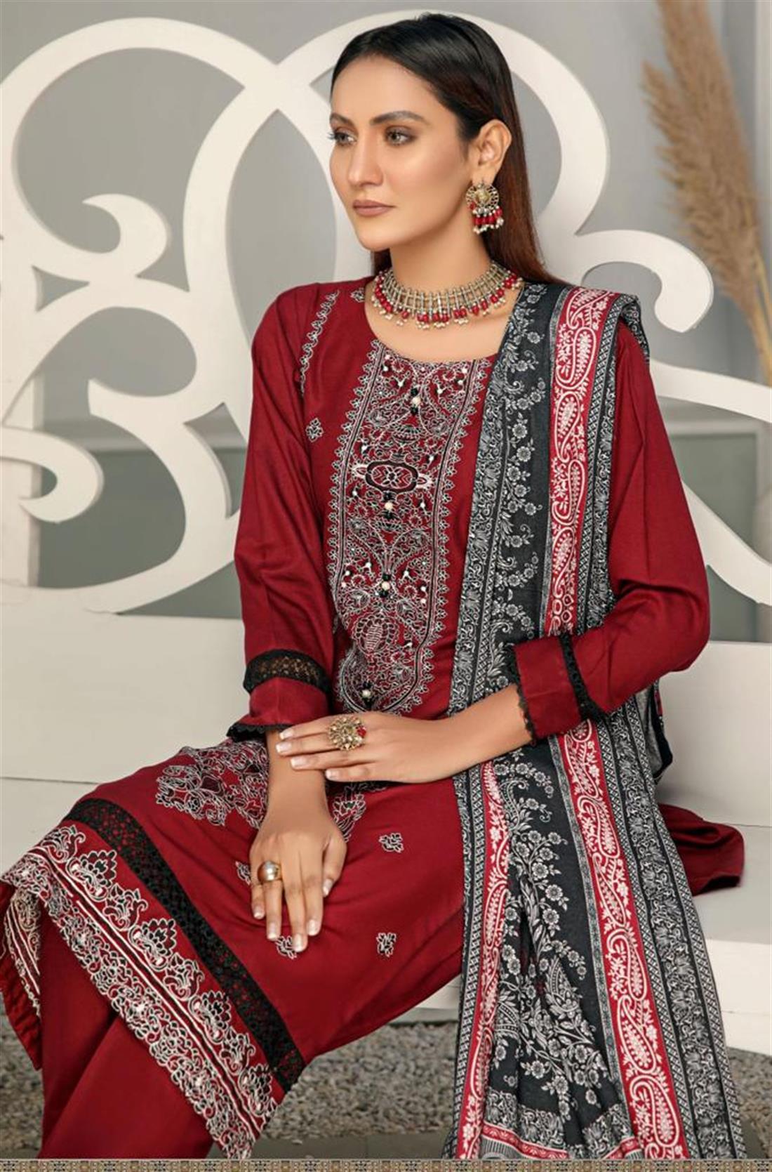 Maroon Ladies 3 Piece Suit