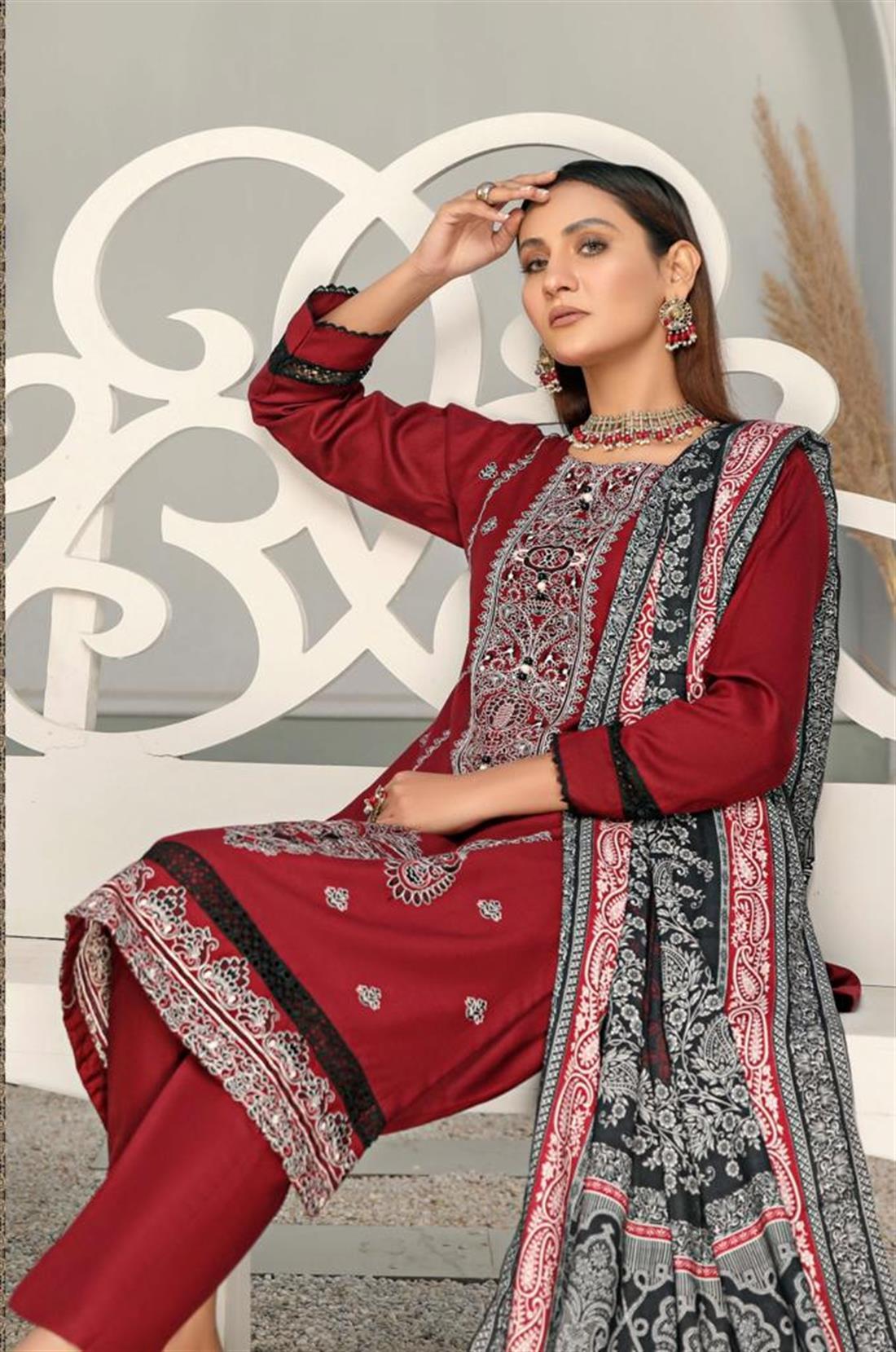 Maroon Ladies 3 Piece Suit