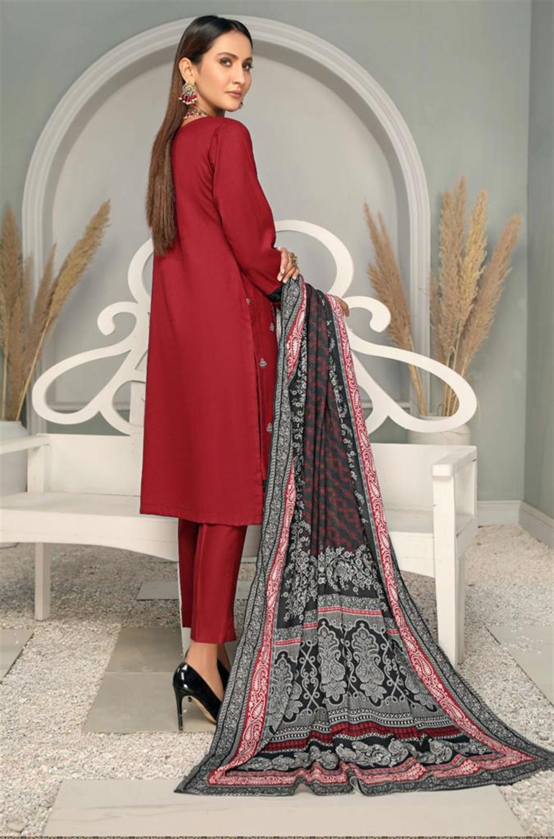 Maroon Ladies 3 Piece Suit