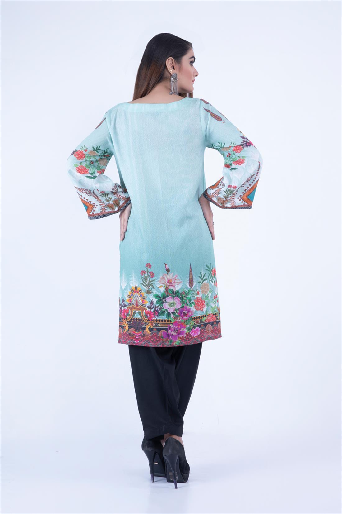 Mint Digital Print Ladies Khaddar Kurta