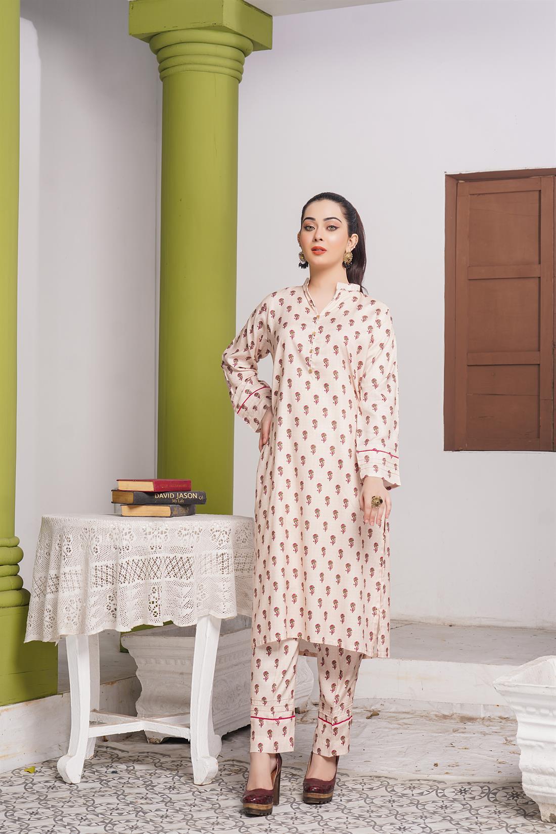 Skin Digital Print Linen Ladies 2 Piece Suit
