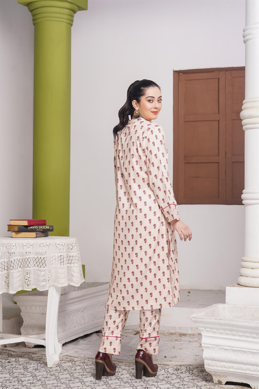 Skin Digital Print Linen Ladies 2 Piece Suit