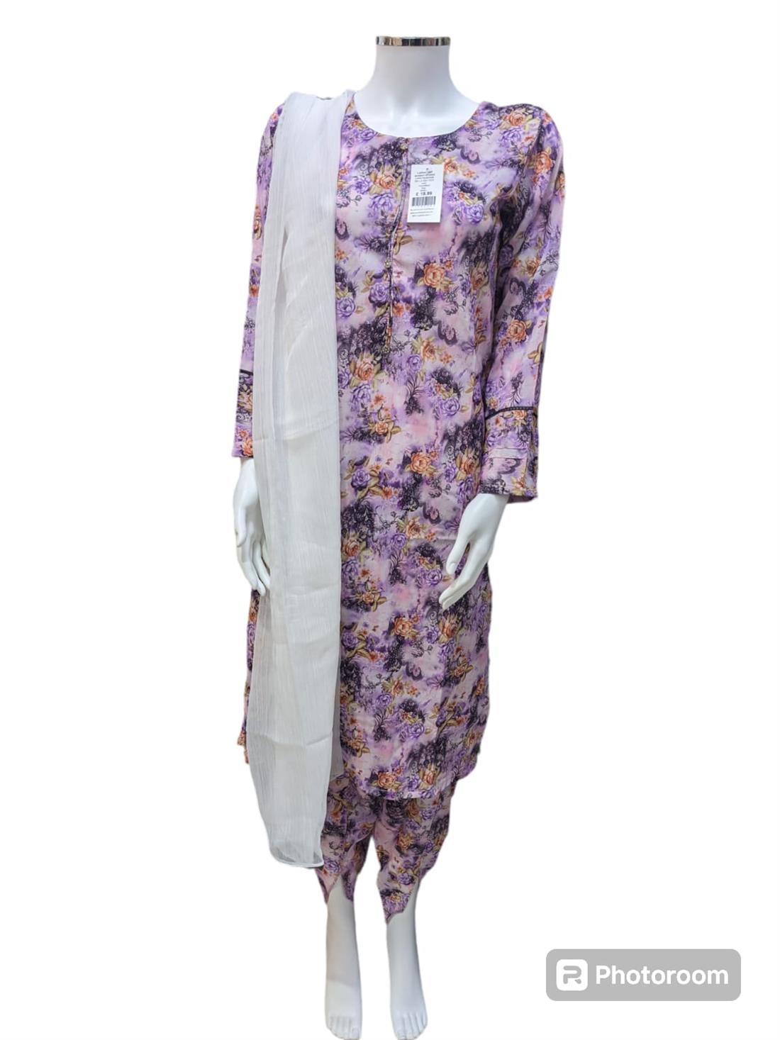 Purple & Black Ladies 3 Piece Suit