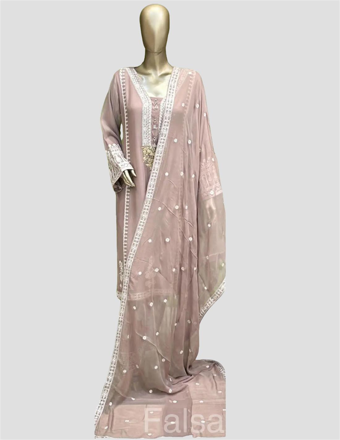 Nude Sequinned Raw Silk 3 Piece Suit