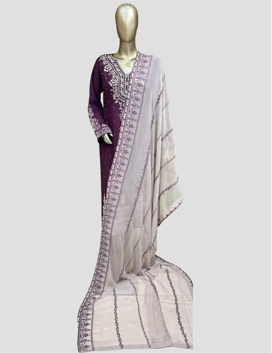 Plum Sequinned Raw Silk 3 Piece Suit