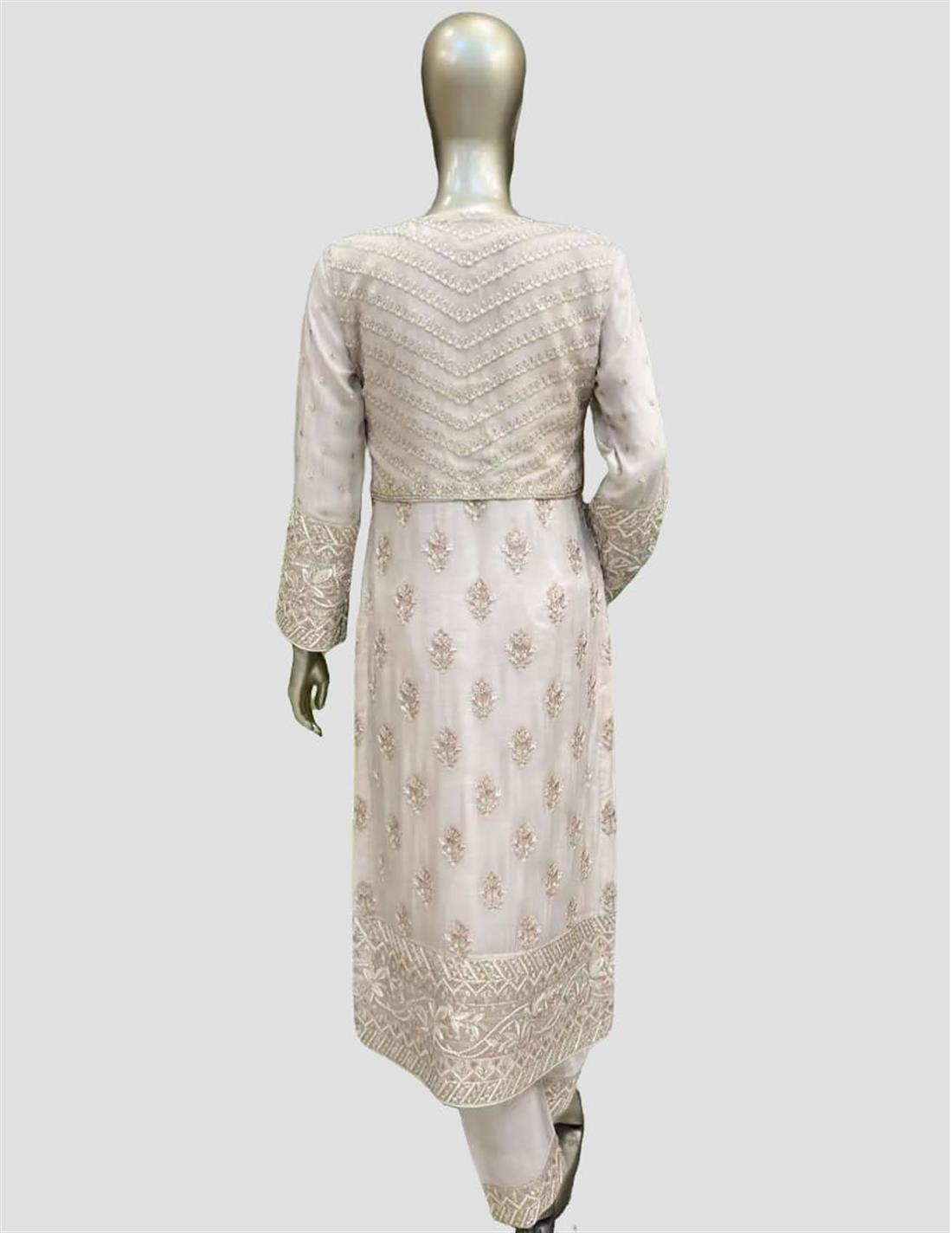 Cappuccino Sequinned Raw Silk 4 Piece Suit