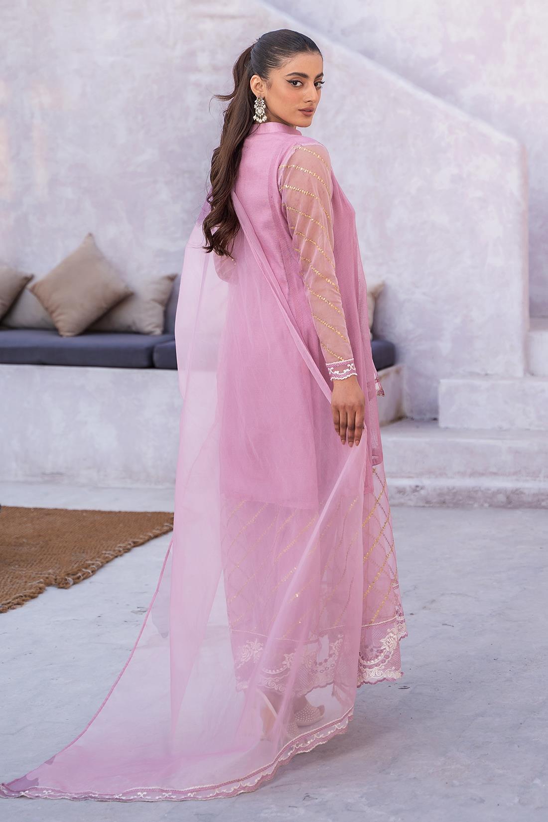 Lilac & Gold Embroidered Silk Zoya Festive "24
