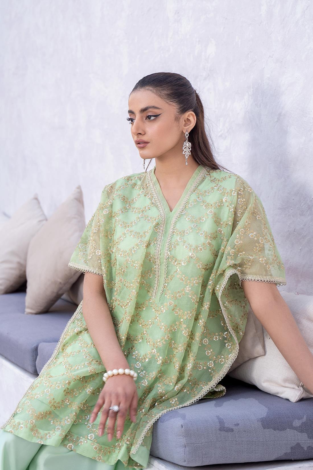 Green Embroidered Silk Zoya Festive Collection
