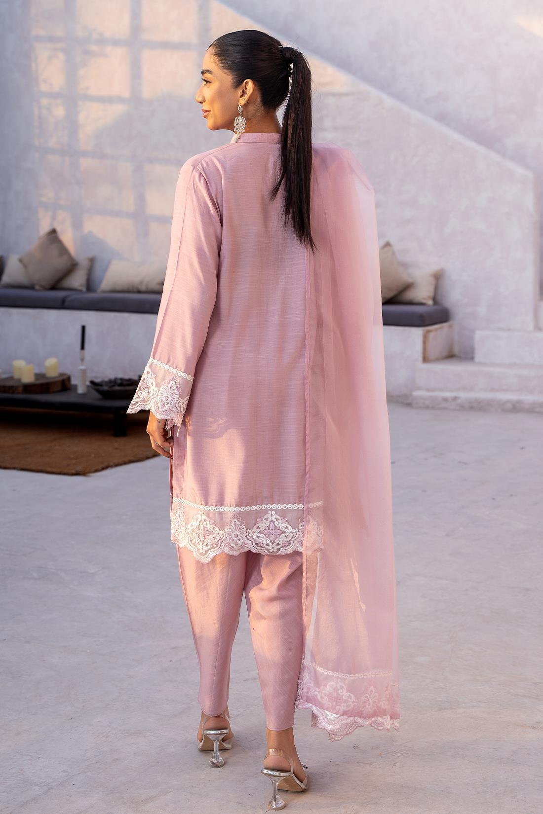 Lilac & Silver Embroidered Raw Silk Zoya Festive Collection