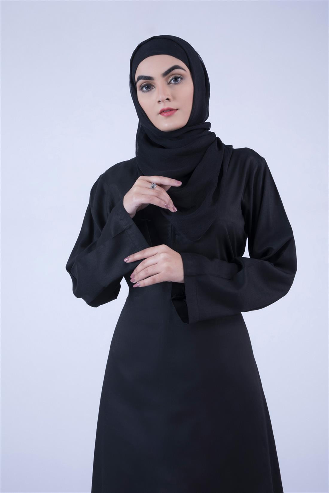 Black 3 Piece Kameez with Chiffon Dupatta & Trouser