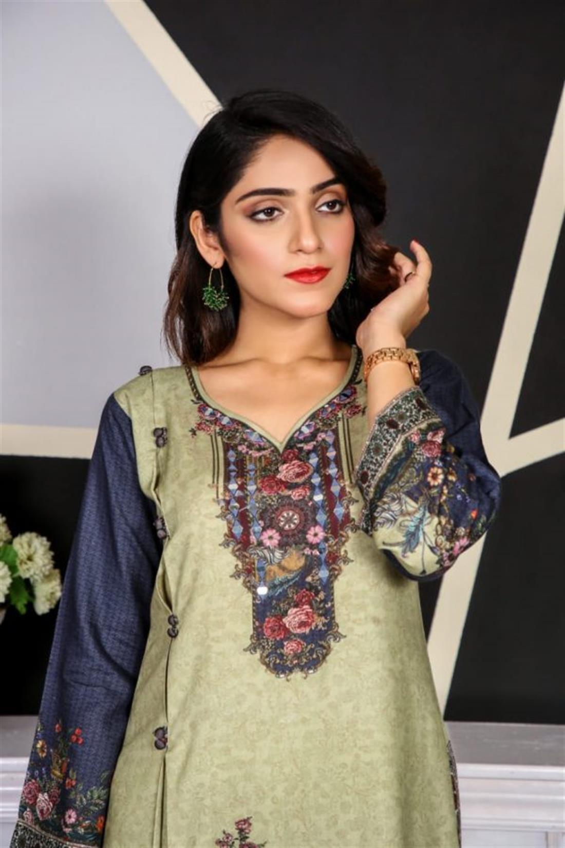 Mint Green Beaded Chiffon Ladies 3 Piece Suit