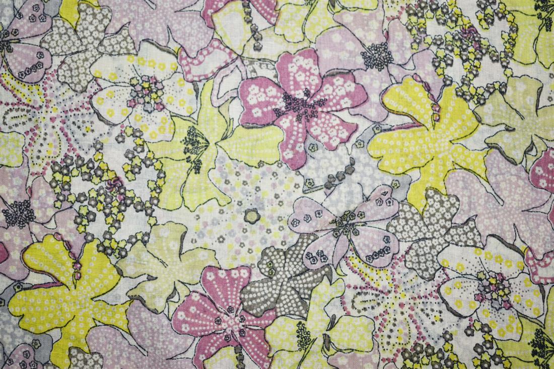 Off White Printed Cotton Lawn Fabric - Dressmaking Blouses Tops Skits