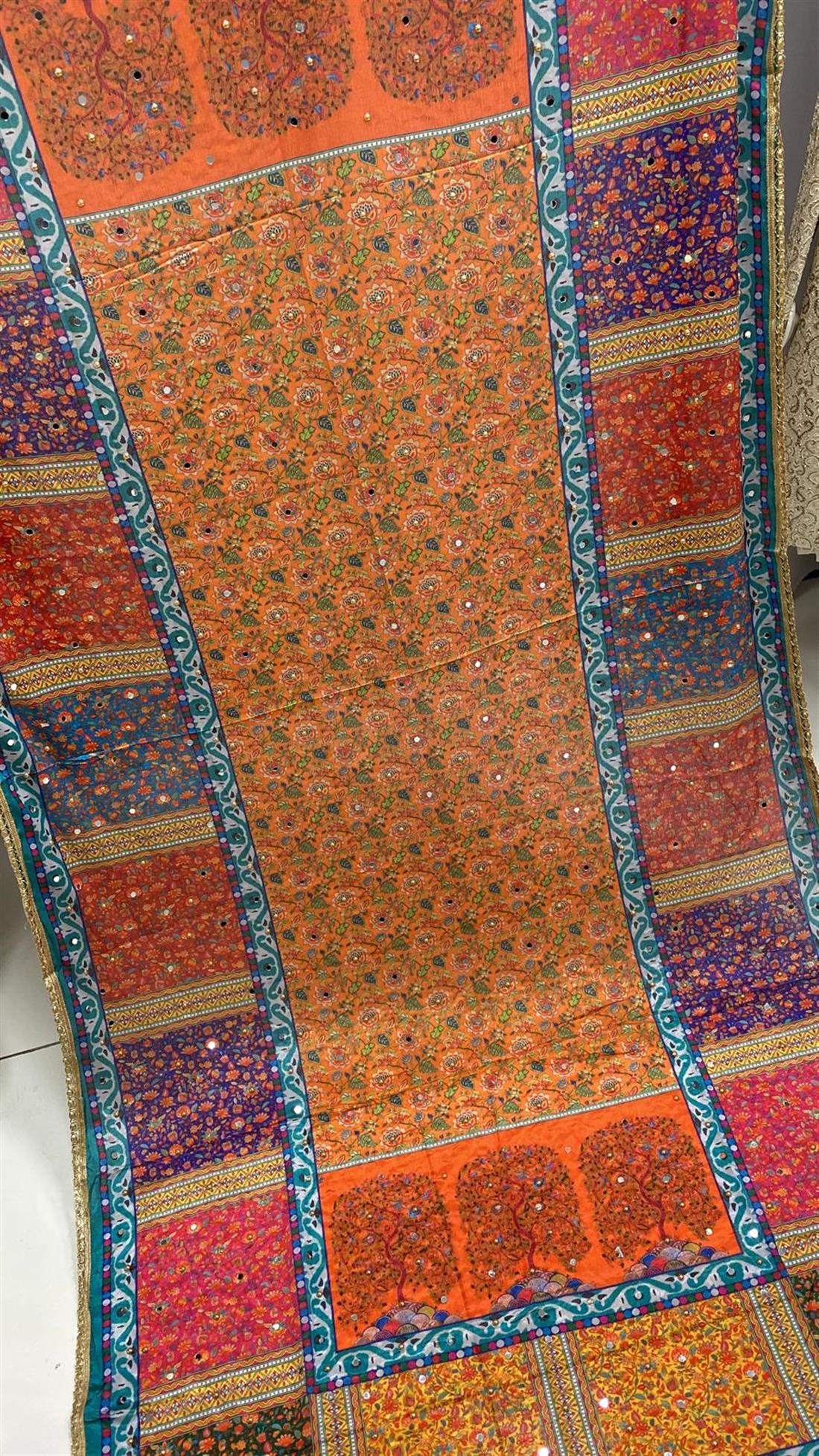 Multicolour Mirror Work Satin Shawls