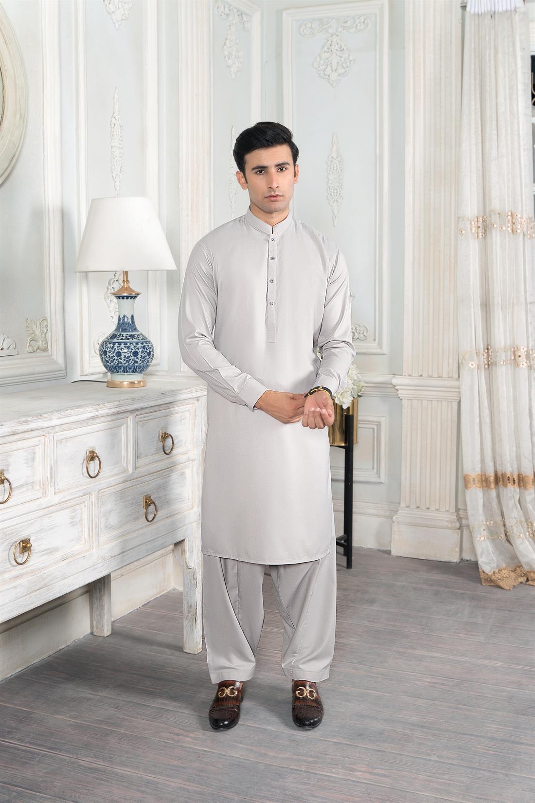 Grey Plain Shalwar Kameez