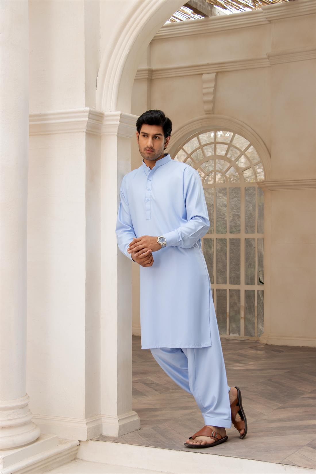Sky Blue Plain Shalwar Kameez