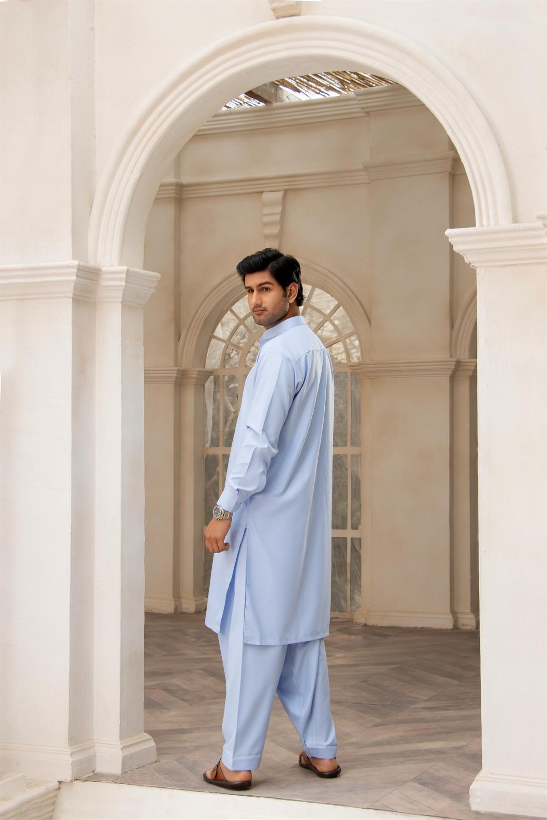 Sky Blue Plain Shalwar Kameez