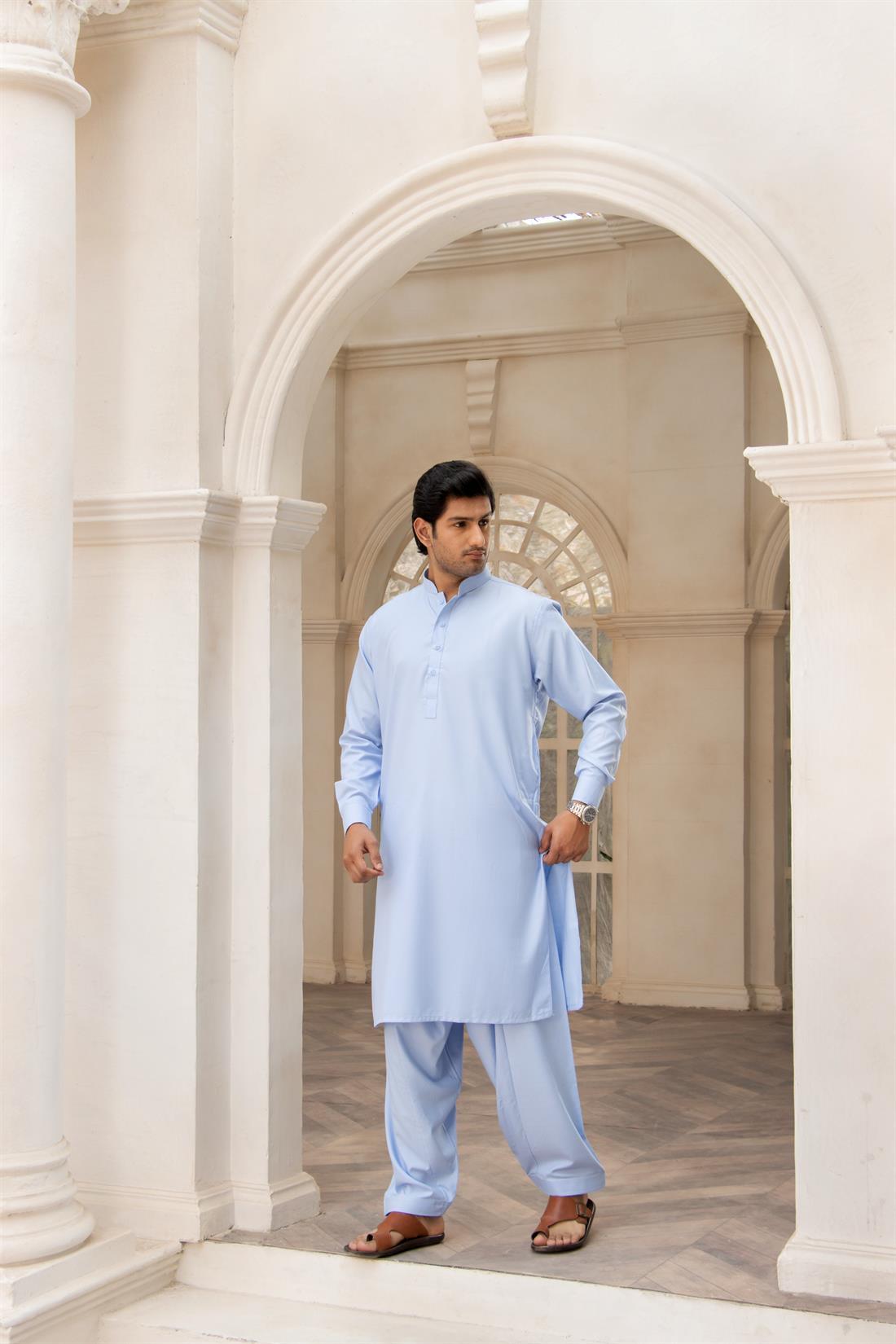 Sky Blue Plain Shalwar Kameez