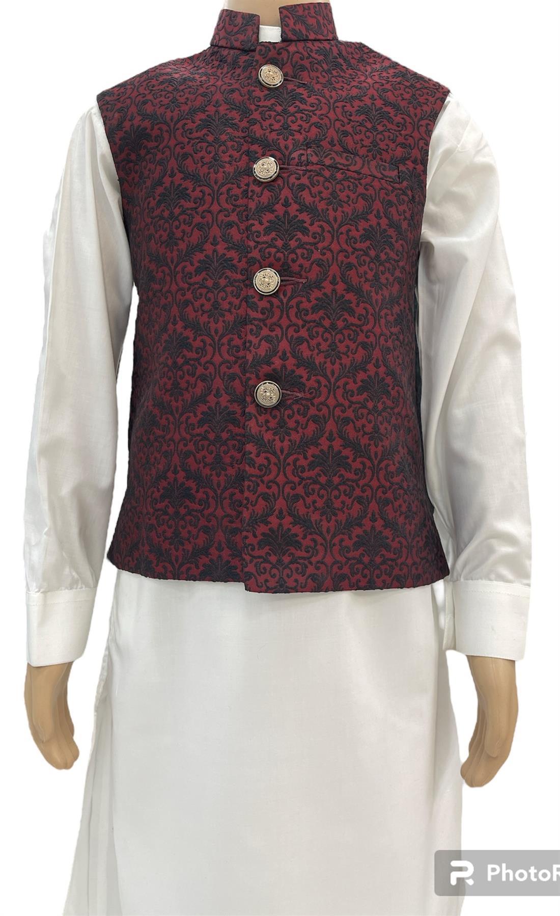 Maroon Mens Salwar Kameez