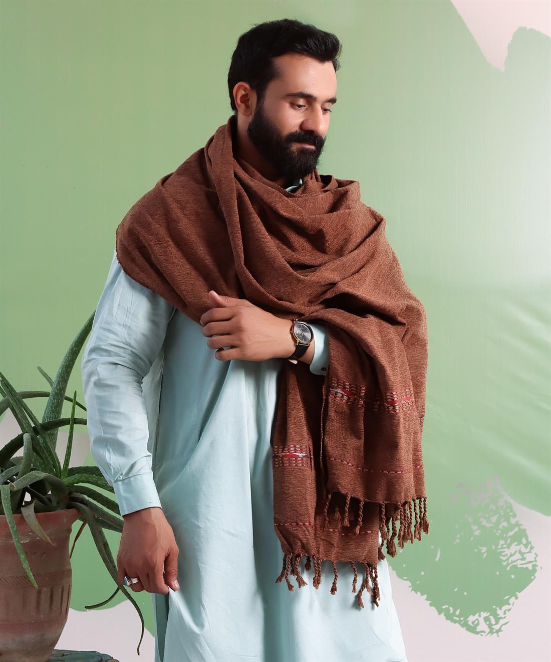 Brown Embroidered Afghani Stoles
