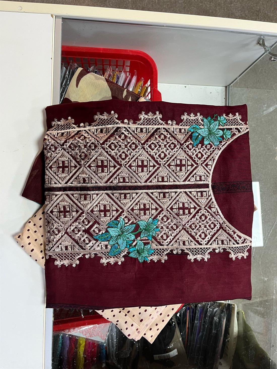 Maroon Embroidered Chiffon Charizma Lawn Suit