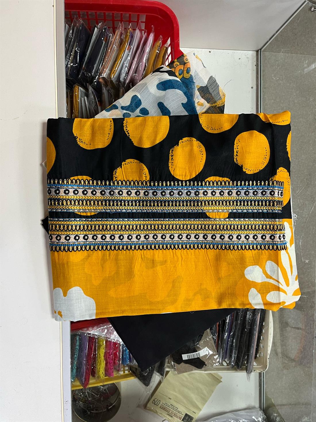 Yellow Embroidered Chiffon Tawakkal Lawn Suit