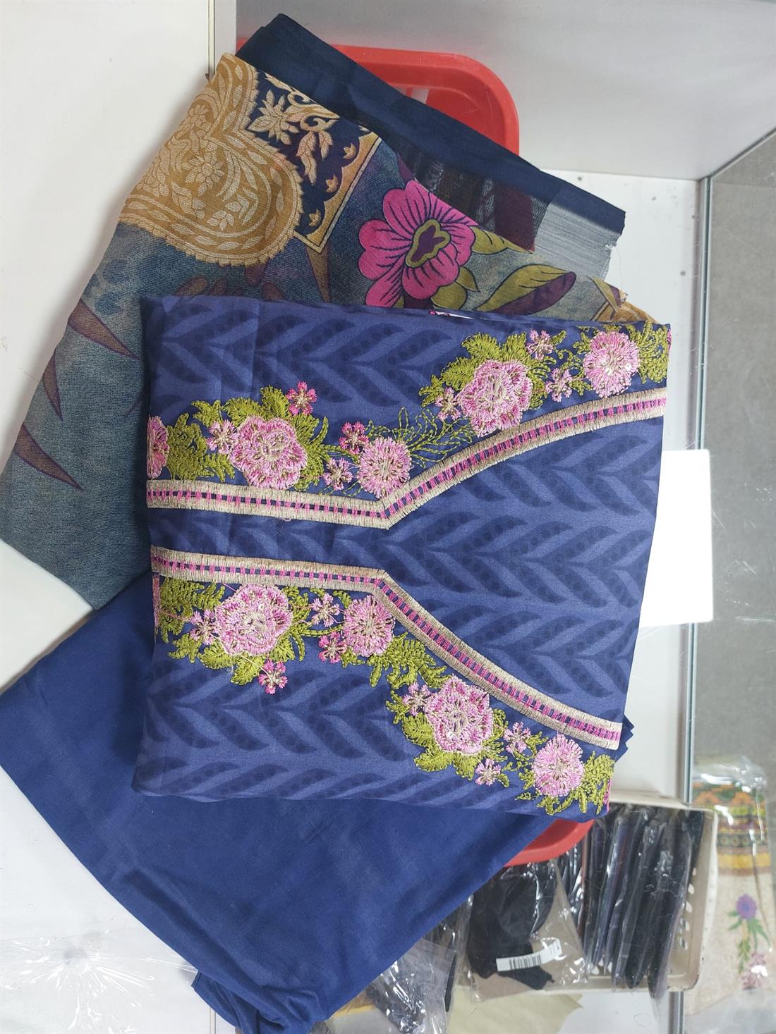 Navy Embroidered Chiffon Anaya Lawn Suit