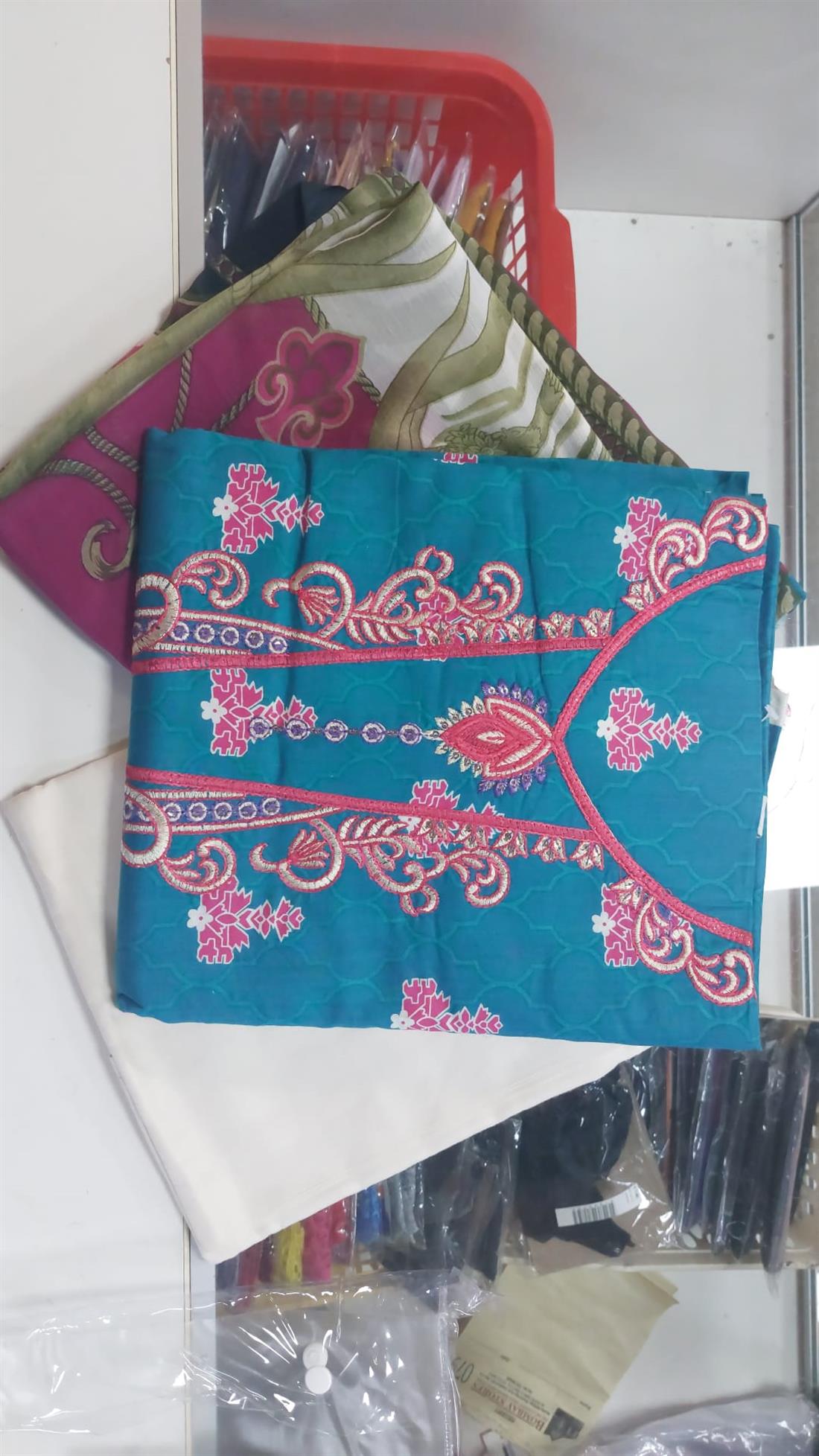 Teal Embroidered Chiffon Anaya Lawn Suit
