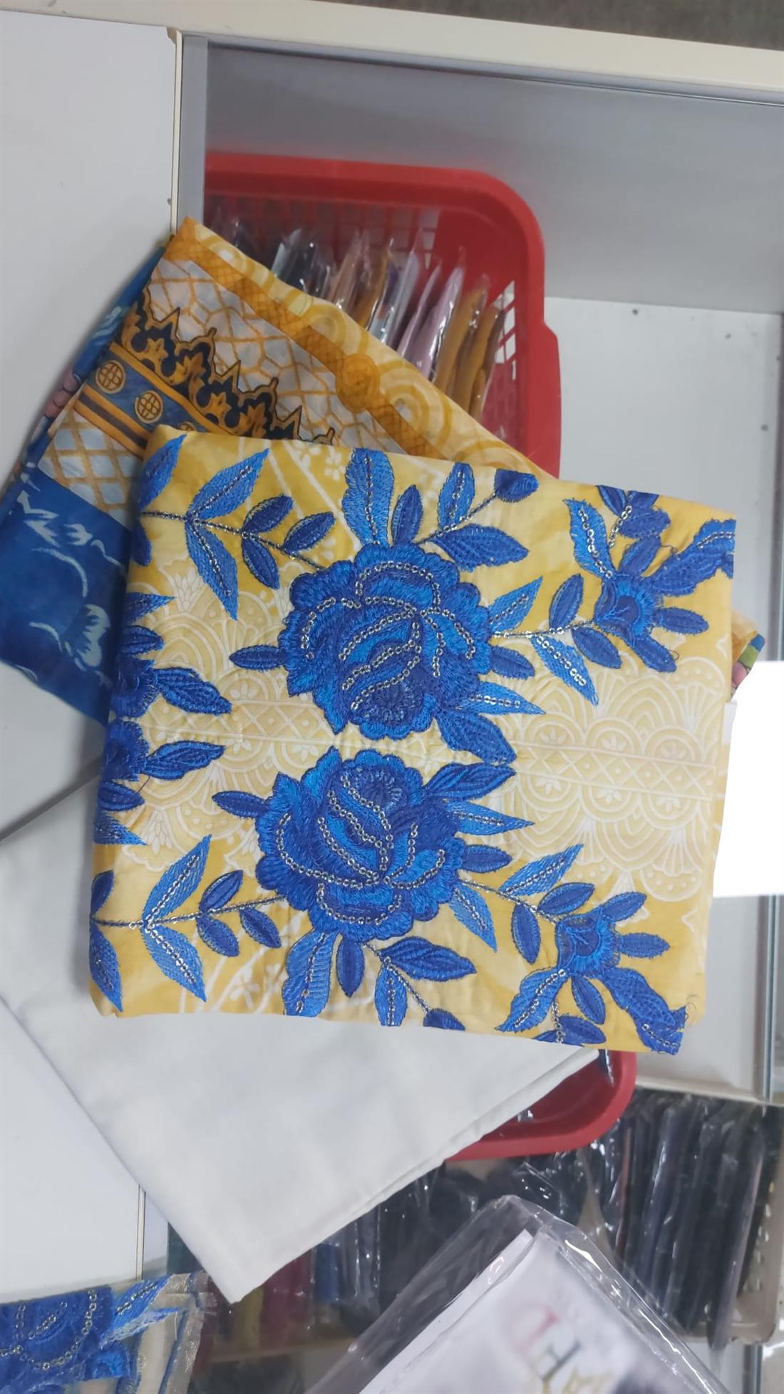 Yellow Embroidered Chiffon Anaya Lawn Suit