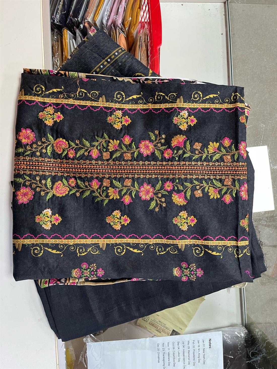 Black Embroidered Chiffon Diamond Supreme Lawn Suit