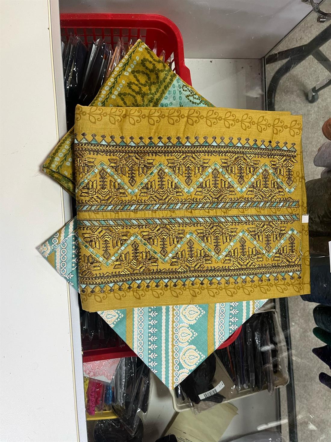 Dark Gold Embroidered Tawakkal Lawn Suit
