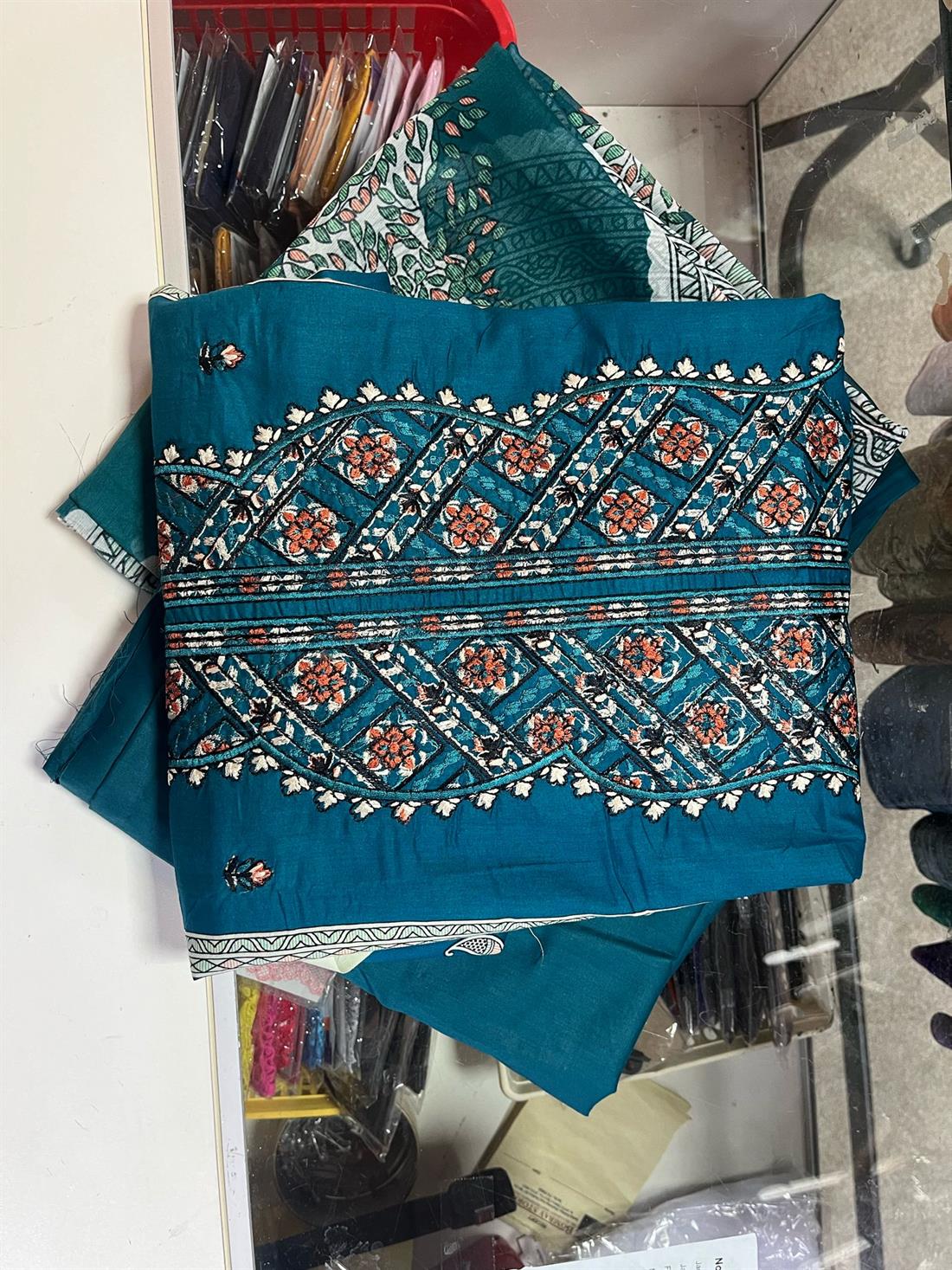 Teal Embroidered Tawakkal Lawn Suit