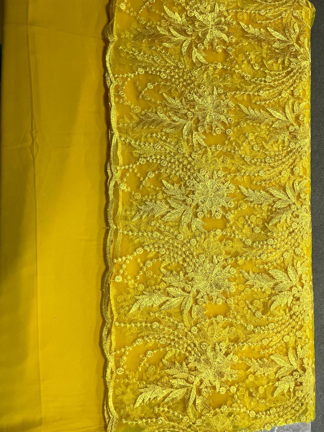 Yellow Crepe Unstitched 2 Piece Suit