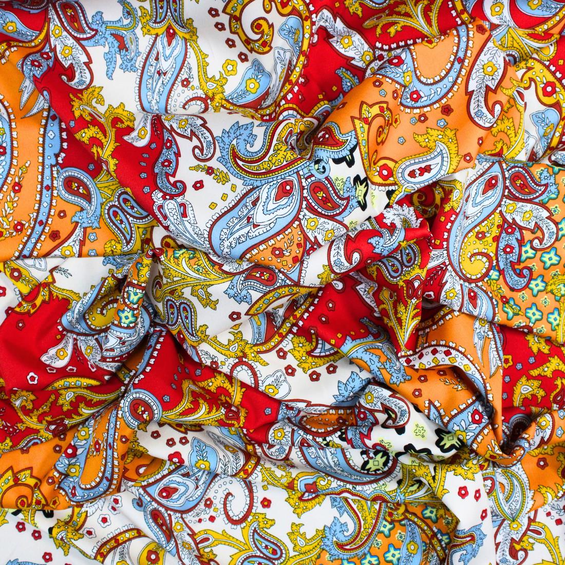 Orange Crepe Printed Viscose Fabric