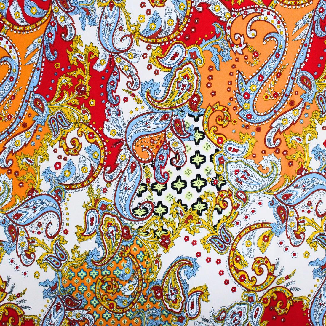 Orange Crepe Printed Viscose Fabric