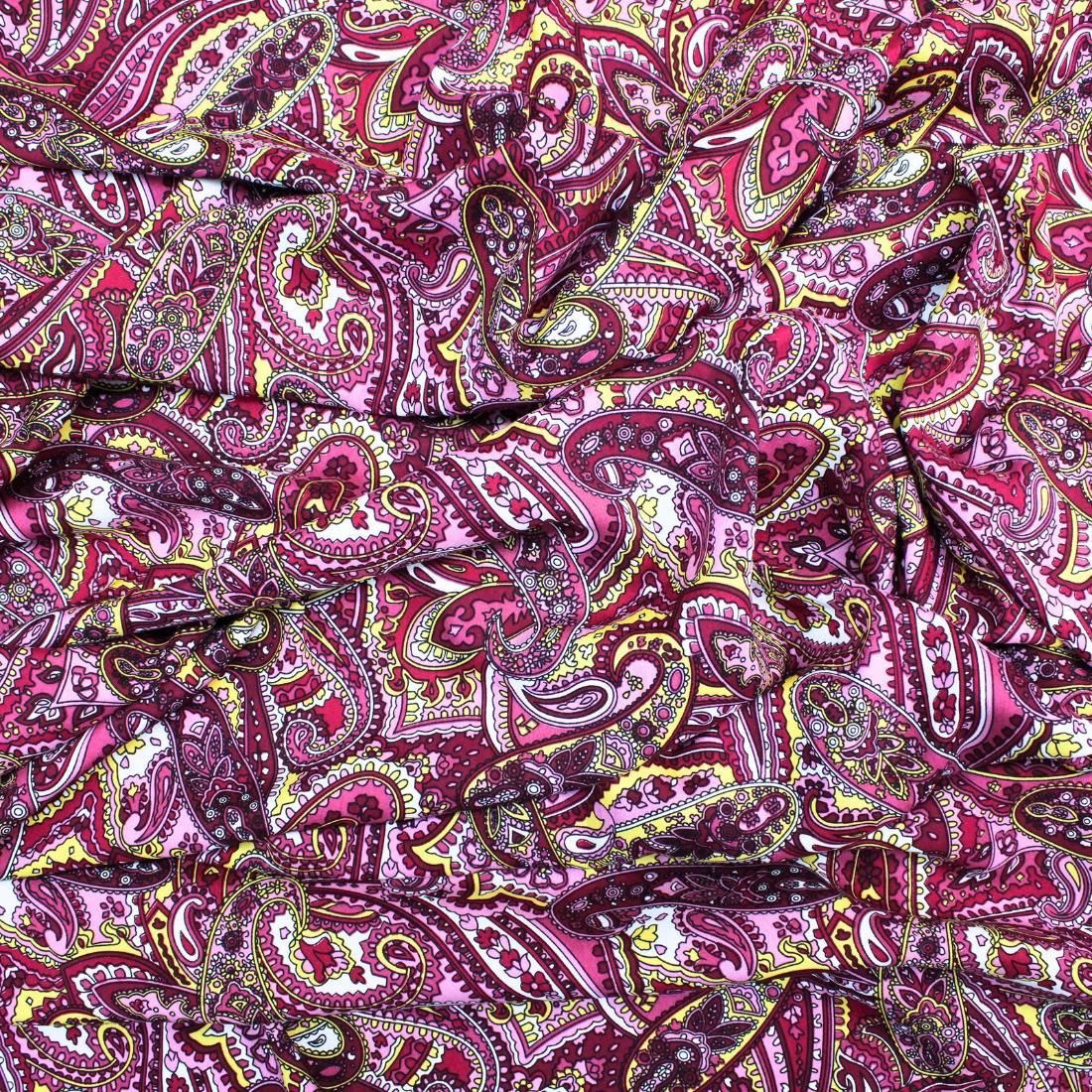 Wine Crepe Printed Viscose Fabric