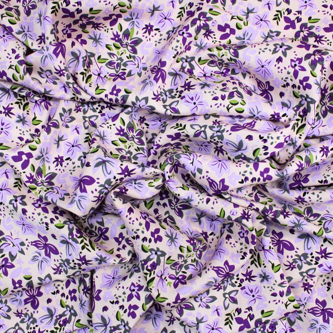 Lilac Crepe Printed Viscose Fabric