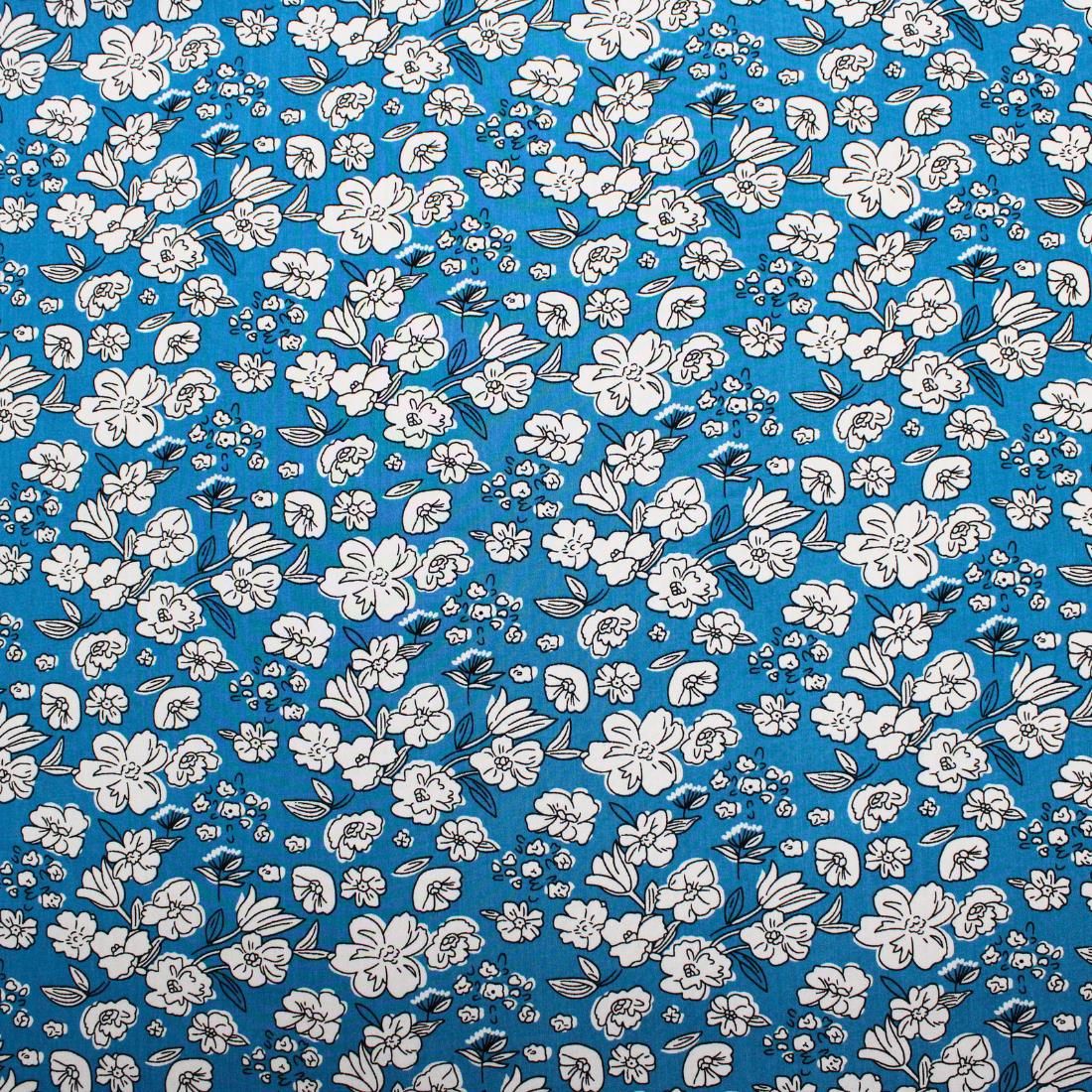 Turquoise Crepe Printed Viscose Fabric